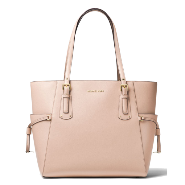 Michael Kors Small Voyager Textured Crossgrain Leather Tote- Soft Pink in Light Pink